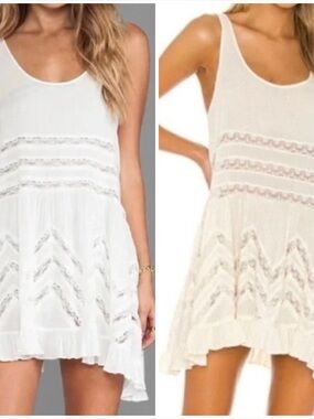 NWT Set of 2 Free People Intimately Voile & Lace Trapeze Slip Dress - Small